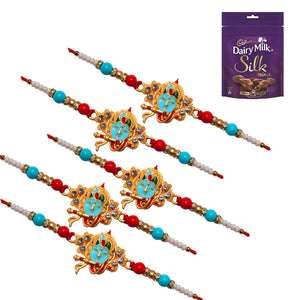 5 Rakhi - Krishna Rakhi Set with Chocolate Box
