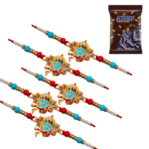 5 Rakhi - Krishna Rakhi Set with Chocolate Box