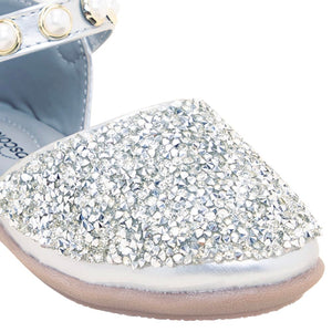 Girls Synthetic and PU Glitter Embellished Mary Jane In Silver Color For, UK : 7
