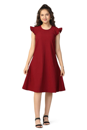 Fashion Dream Girls Solid Knee Length Dress|Girl Dress|Frock|Girls Casual Dress|Girls' Frock|Solid Dress for Girls|Knee Length for Girls|Kids Girls
