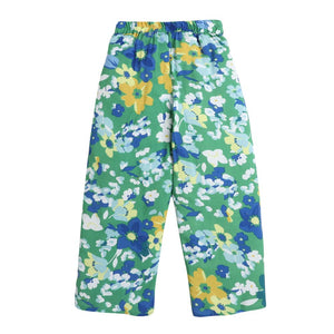 Girls Cotton Floral Print Top And Pant Set In Yellow Color