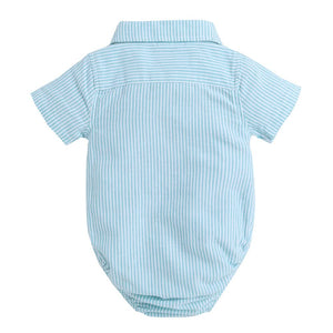 Boys Green Stripe Onesie and Shorts Set