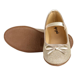 Girls Synthetic/PU Glitter Embellished Ballerinas in Gold Color