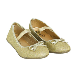 Girls Synthetic/PU Glitter Embellished Ballerinas in Gold Color