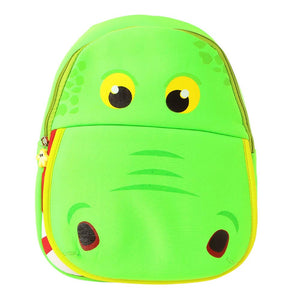 Boys and Girls Neoprene Hippo Face Backpack in Green Color for Ages 3-6 Years