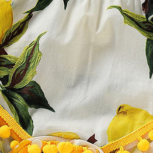Baby Girls Cotton Lemon Print Sleeveless Onesie with Headband in Yellow Color