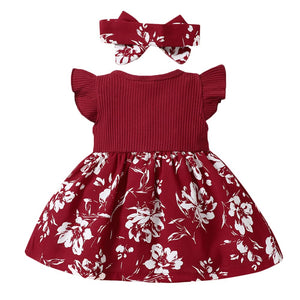 Girls Casual Knee Length Dress With Headband