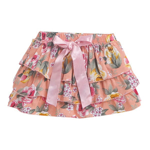 Girls White Text Print Onesie And Skirt Set with Headband