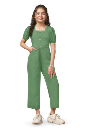 Fashion Dream Girl's Ankle Length Solid Jumpsuit