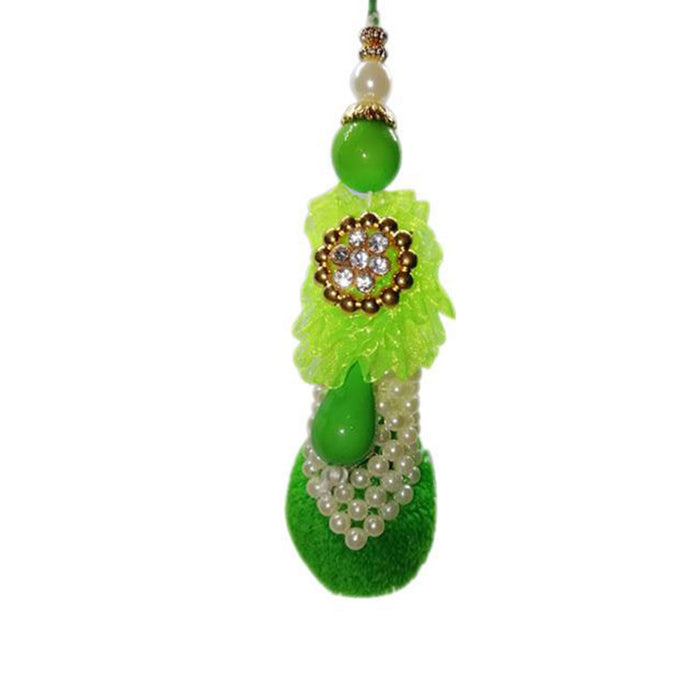 1 Rakhi - Green Stone and White Pearl Lumba Rakhi