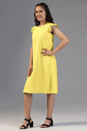 Fashion Dream Girls Solid Knee Length Dress|Girl Dress|Frock|Girls Casual Dress|Girls' Frock|Solid Dress for Girls|Knee Length for Girls|Kids Girls