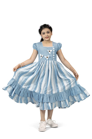 Fashion Dream Girls Stripe Ruffle Hem Dress