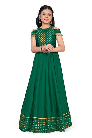 Jwalin Girls Taffeta Maxi Length Foil Printed Dresses