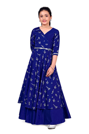 Jwalin Girls Taffeta Maxi Length Foil Printed Dresses