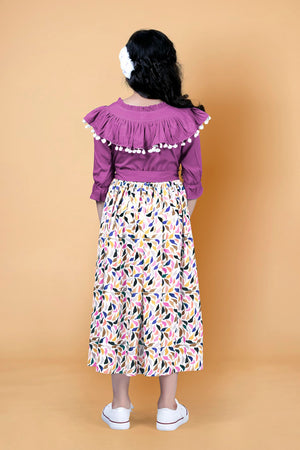Fashion Dream Girls Crepe Floral Printed Calf Length Dress