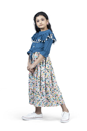 Fashion Dream Girls Crepe Floral Printed Calf Length Dress
