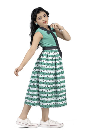 Fashion Dream Girls Crepe Floral Printed Calf Length Dress