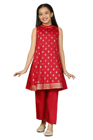 Fashion Dream Girl's Taffeta Kurta And Pant Suit Sets