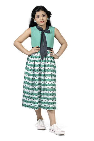Fashion Dream Girls Crepe Floral Printed Calf Length Dress