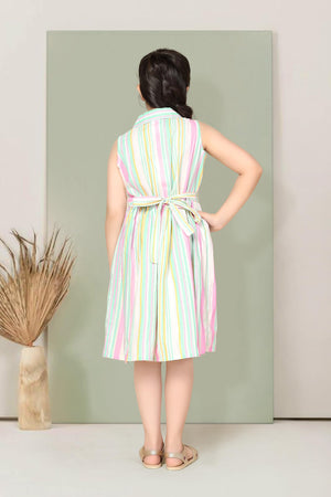 Fashion Dream - Girls Striped Knee Length Fit and Flare Dress