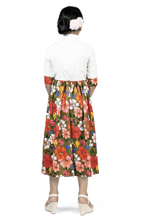 Fashion Dream Girls Crepe Floral Printed Calf Length Dress