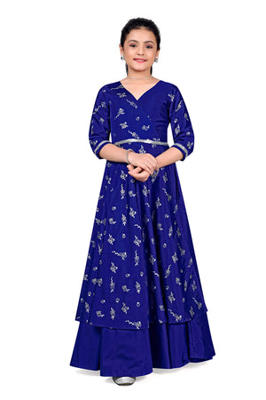 Jwalin Girls Taffeta Maxi Length Foil Printed Dresses