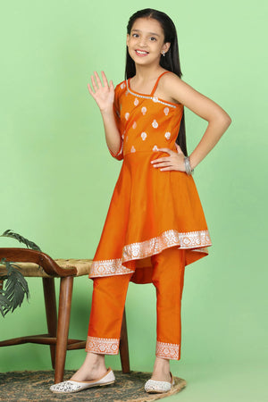 Fashion Dream Girl's Taffeta Kurta And Pant Suit Sets