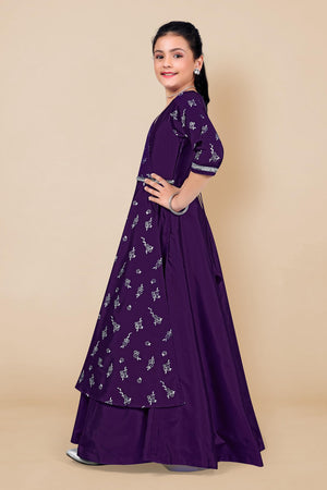 Jwalin Girls Taffeta Maxi Length Foil Printed Dresses