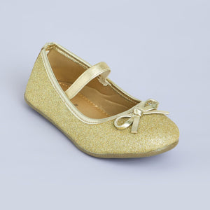 Girls Synthetic/PU Glitter Embellished Ballerinas in Gold Color