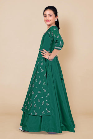 Fashion Dream Girls Taffeta Maxi Length Foil Printed Dresses
