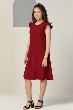 Fashion Dream Girls Solid Knee Length Dress|Girl Dress|Frock|Girls Casual Dress|Girls' Frock|Solid Dress for Girls|Knee Length for Girls|Kids Girls