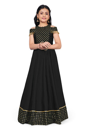 Jwalin Girls Taffeta Maxi Length Foil Printed Dresses