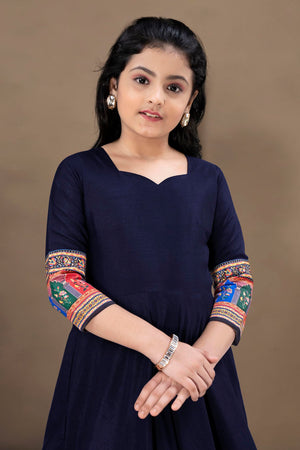 Fashion Dream Girls Maxi Length Flared Ethnic Dress | Long Fit and Flare for Kids