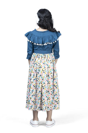 Fashion Dream Girls Crepe Floral Printed Calf Length Dress