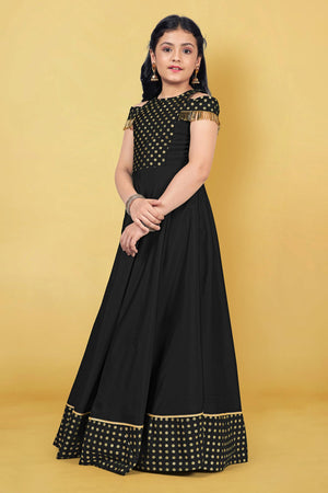 Fashion Dream Girls Taffeta Maxi Length Foil Printed Dresses