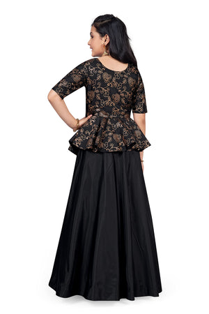 Jwalin Girls Taffeta Maxi Length Foil Printed Dresses