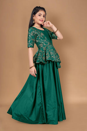 Fashion Dream Girls Taffeta Maxi Length Foil Printed Dresses
