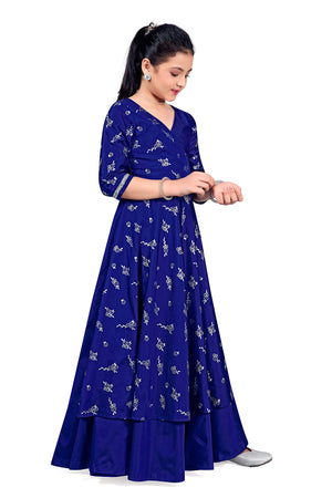 Jwalin Girls Taffeta Maxi Length Foil Printed Dresses