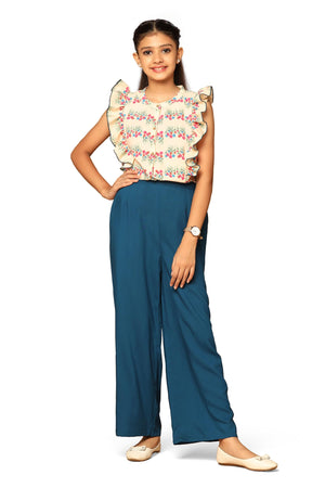 Fashion Dream Girl’s Cream American BSY Top with Rayon Pant Clothing Set