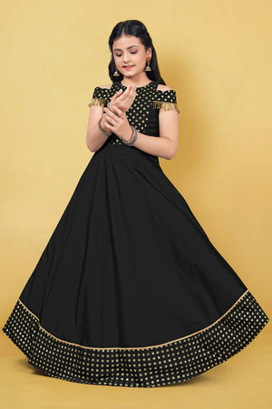 Jwalin Girls Taffeta Maxi Length Foil Printed Dresses