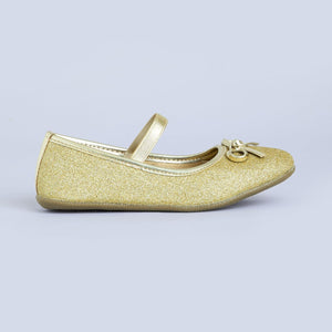 Girls Synthetic/PU Glitter Embellished Ballerinas in Gold Color