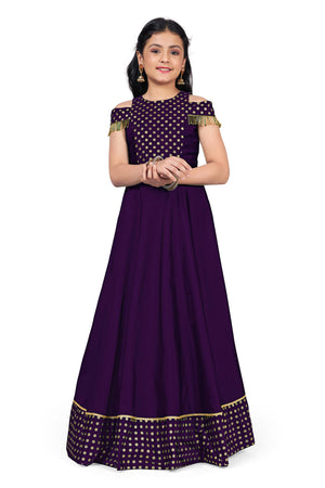 Jwalin Girls Taffeta Maxi Length Foil Printed Dresses