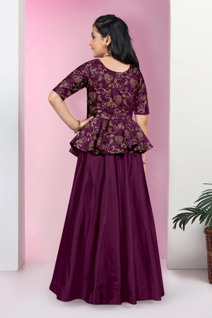 Fashion Dream Girls Taffeta Maxi Length Foil Printed Dresses