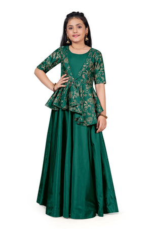Jwalin Girls Taffeta Maxi Length Foil Printed Dresses