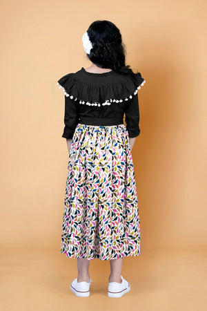 Fashion Dream Girls Crepe Floral Printed Calf Length Dress