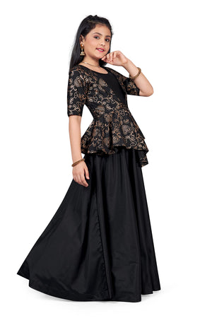 Jwalin Girls Taffeta Maxi Length Foil Printed Dresses