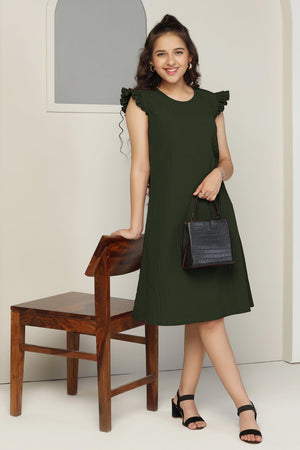 Fashion Dream Girls Solid Knee Length Dress|Girl Dress|Frock|Girls Casual Dress|Girls' Frock|Solid Dress for Girls|Knee Length for Girls|Kids Girls