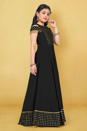 Fashion Dream Girls Taffeta Maxi Length Foil Printed Dresses