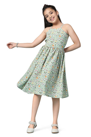 Fashion Dream Girl’s Floral Printed Knee Length Dress