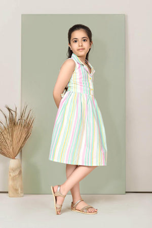 Fashion Dream - Girls Striped Knee Length Fit and Flare Dress